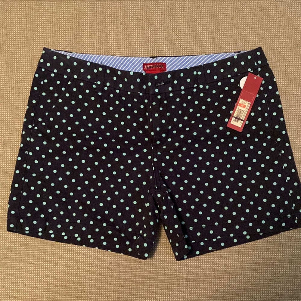 Navy blue shorts with turquoise dots size 10 Merona